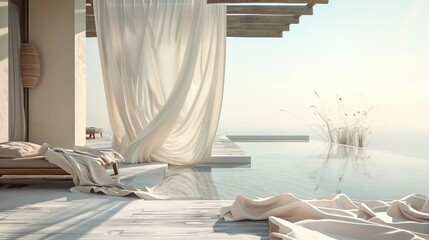 Pool side living room UHD wallpaper