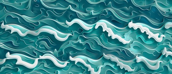 Obraz premium Panoramic close-up, high detail scan of cartoon wave pattern material, Generative AI 