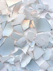 A shattered glass mosaic with a white background