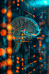 Fototapeta premium Infographic detailing the machine learning process, blurred background