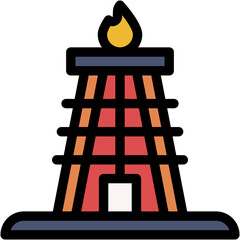Vector Icon Oil Tower, Flame, Petroleum, Oil, Industrial, Fire