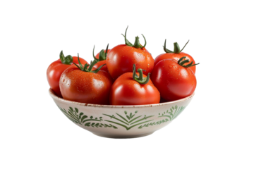 tomatoes in a bowl isolated on transparent background