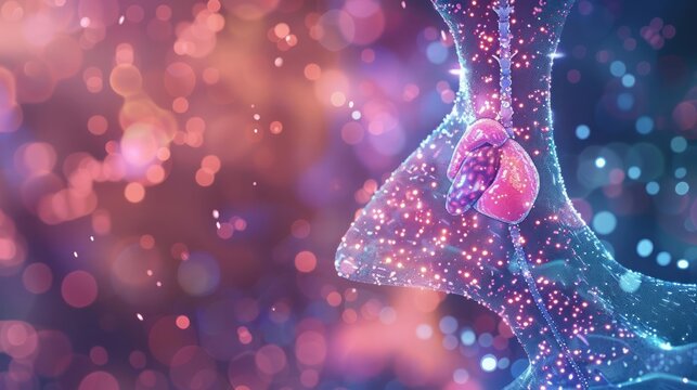 Amazing of endocrinology with Glow HUD big Icon of thyroid gland function