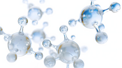 Transparent molecules with different angles, 3d rendering.