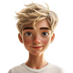 Fun 3D cartoon Asian teenager