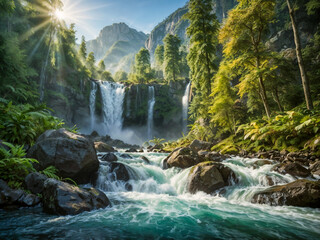 waterfall in the mountains