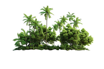 tropical island with trees isolated on transparent background