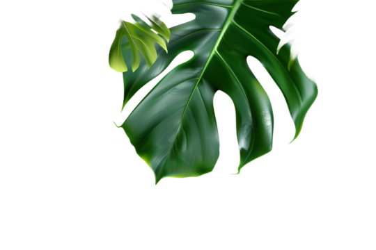 Tropical leaves banner isolated on transparent background