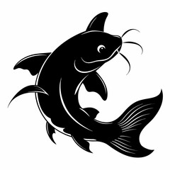 black Catfish vector silhouette