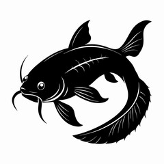 black Catfish vector silhouette