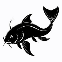 black Catfish vector silhouette