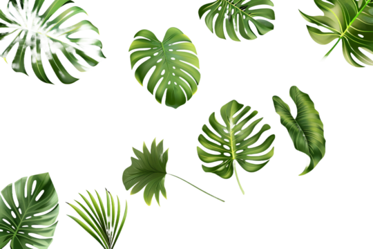tropical leaves isolated on transparent background