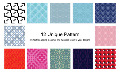 12 Pattern geometric designs bundle.