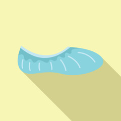 Blue medical shoe cover protecting hospital floor from contamination, flat style icon