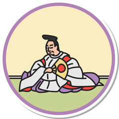 ステッカー風の円形シンプル百人一首　文屋康秀