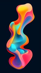 Abstract Colorful Liquid Shape On Dark Background