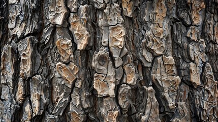 Detailed Textured Tree Bark with Deep Grooves and Rugged Surface