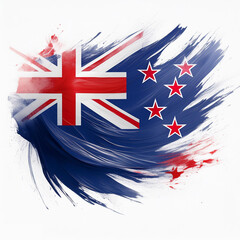 abstract New Zealand Flag in paint brush stroke, isolated on white Background