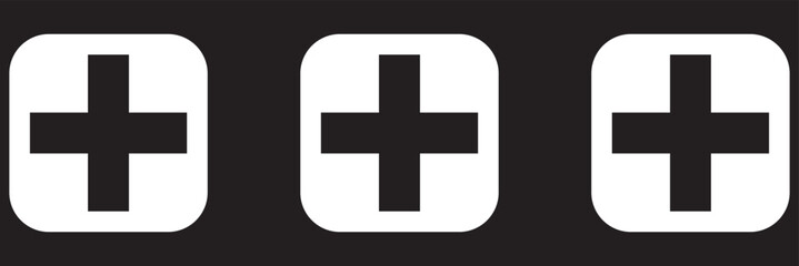 Plus Icon set vector. Add plus sign and symbol
