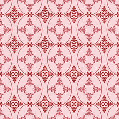 Red Damask Vintage Seamless Pattern , Luxury design