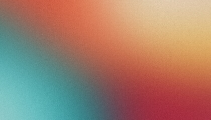Abstract gradient background with a grainy texture blending turquoise, orange and pink