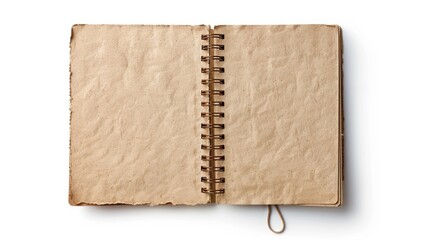 Bird s eye view of recycled paper notebook on white background with clipping path