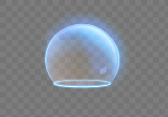 Sphere shield abstract energy protection spheres. Force field globe shell. Dome barrier technology vector set.