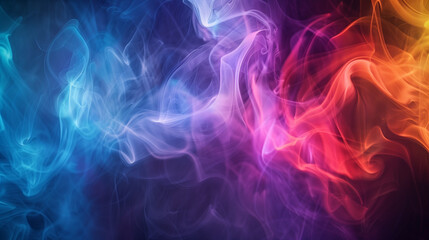 Depth and Mystery: Abstract Multicolored Billowing Smoke on a Dark Background, Evoking Intrigue