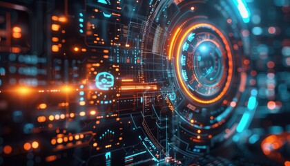 Obraz premium Futuristic tax audit holographic data visualization advanced AI assistant corporate setting
