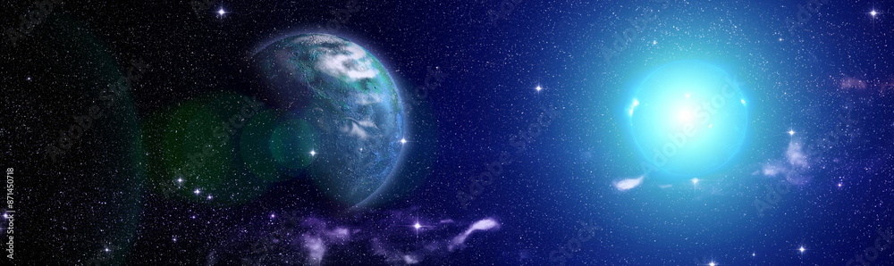 Wall mural stars of a planet and galaxy in a free space. .magic color galaxy. infinite universe and starry nigh