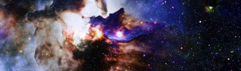 abstract background with night sky and stars. Panorama view universe space shot of milky way galaxy...