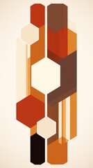 Obraz premium Abstract Geometric Pattern With Hexagonal Shapes in Orange, Brown, and Beige on a White Background