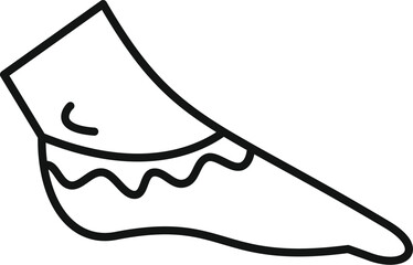 Simple line style icon of a foot applying sunscreen cream, protecting the skin from sunburn