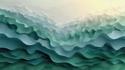 Obraz premium Seamless vector background with blue ocean waves and a clear sky, perfect for summer designs