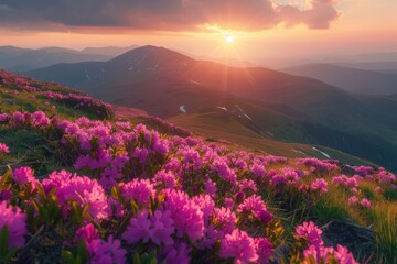Purple flowers bloom throughout the valley