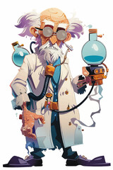 Mad scientist cartoon vector