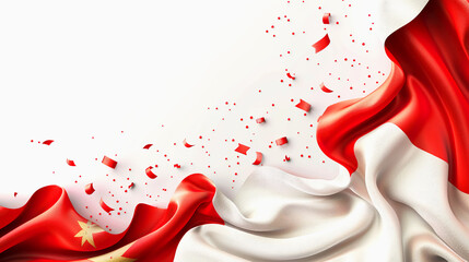 Happy independence day Indonesia background with waving flag. 79th Indonesia independence day