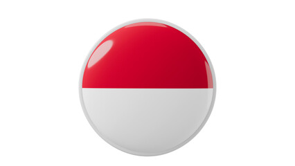 Indonesia, indonasian Circle flag icon . Transparent backgound. 3d rendered with alpha channel. Round shape. 	
