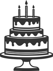 silhouettes of birthday cake with candles vector illustration