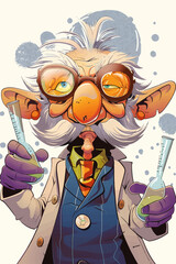 Mad scientist cartoon vector