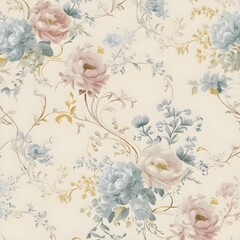 Seamless vector floral pattern. Classic illustration. Toile de Jouy Gerenative AI