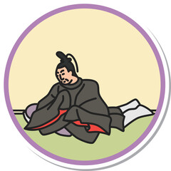 ステッカー風の円形シンプル百人一首　清原深養父