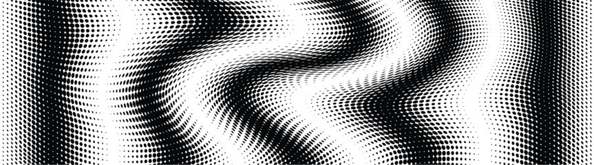 Wavy gradient halftone dots pattern texture background. Vector illustration
