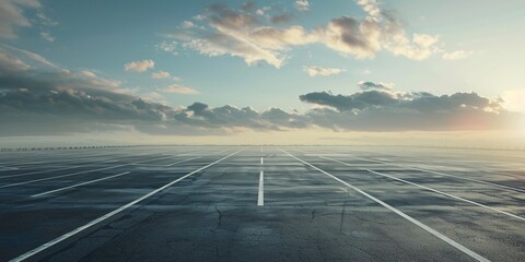 Fototapeta premium Vacant car park with street in the backdrop.