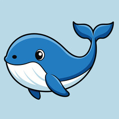 Cute Whale Cartoon Vector Icon Illustration.