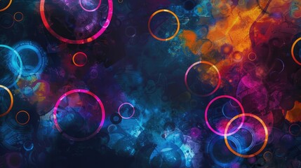 Dark celestial backdrop with vibrant circular patterns for various designs