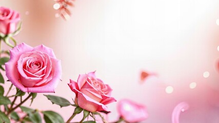 Pink roses with space for text, background for wallpaper, flyers, banners and postcards