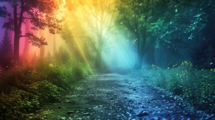 Naklejka premium Elegant Fantasy Background Designs with Rainbow Overlays