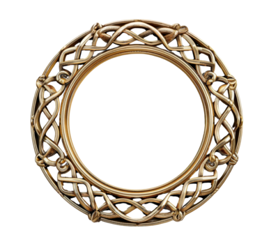 Intricately designed bronze ring with interwoven patterns, perfect for adding an elegant touch to any design project or jewelry concept.