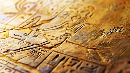 Naklejka premium Ancient Egyptian symbols etched onto the rock.